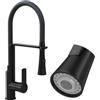 Granitan Rubinetto Cucina, Girevole a 360 ° - Rubinetto Lavello Cucina in Ottone - Rubinetto da Cucina con Beccuccio Flessibile e 2 Modalità Dell'acqua - Granitan - Nero