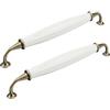 RSWZSFL 2 Pezzi Maniglie per Cassetti Maniglie per Mobili Maniglia in Ceramica Maniglie da Cucina Maniglie per Porte Armadio per Casa Comò Porta Cassetto (Pitch:192mm,Bronze+White)