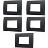 Electron 5 Placche, 3 moduli/posti, Compatibile Con Vimar Arke', nero nera, Placca rettangolari squadrate, Plastica di alta qualità, 100% compatibile con supporti e moduli originali