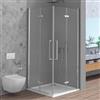 Inbagno Box Doccia Angolare 70x70 Con Doppia Porta A Soffietto In Vetro Temperato Trasparente E Profili Cromati - Linea Neos - H 195 Cm E Spessore 6Mm