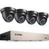 ZOSI 1080p Kit Videosorveglianza Esterno Cablato, 8CH H.265+ DVR con 4x 1080p Telecamera di sicurezza, IR visione notturna, Rilevamento di Movimento, Accesso Remoto, App Gratuita, NO HDD