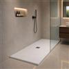 Yellowshop - Piatto doccia rettangolare marmoresina base 80 cm h 2,5 cm HEAVY Bianco con sifone, piletta e copripiletta inox (cm 80x140)