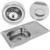 HUOLE Lavello in acciaio inox, Lavello da incasso con foro per rubinetto,lavello in acciaio inox,Lavello Cucina Vasca con Gocciolatoio DX in Acciaio da Appoggio(90 * 50 * 15 cm (argento))