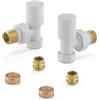 Inbagno Kit valvole termoarredo in acciaio bianco, COMPLETO di raccordi per tubi in rame da 12 mm, attacchi universali G ½"