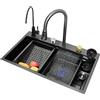 YilwnnCse Lavello a Cascata Raindance da Cucina, In acciaio Inossidabile 304, Set Domestici, Integrato con Rubinetto Rimovibile (75×45×21cm)