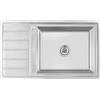 Omeere, Lavello da incasso 86x50x21 con grande vasca 50x40 cm, Lavello da cucina in acciaio inox 304, spessore materiale 0,9 mm, Lavello da cucina, angolare, con sgocciolatoio, R20 (sgocciolatoio a