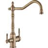 LAKKOAKOAA Rubinetto Cucina Rubinetto Lavello 3 Vie Per Sistemi Osmosi, Anticato Vintage Stile Girevole A 360 ° Doppia Leva Ottone 3 In 1 Miscelatore Cucina Per Acqua Potabile, Rubinetto Lavello Cucina, Bronzo