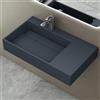 doporro Lavabo Bagno Sospeso Lavabo da Appoggio Rettangolare in Marmo Resina Antracite Opaco, Vasca a Sinistra 75x43x14 cm con 1 Foro Rubinetto e Piletta Scarico, Colossum12