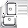 Fhuller Lavello da Cucina Angolare, 83x83 cm, 2 Vasche con Gocciolatoio Destro, Acciaio Inox