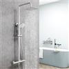 AICA ITALY SRL AICA Colonna Doccia con Miscelatore Termostatico, Rubinetto Doccia Soffione Doccia Quadrato in Acciaio Inox 20x20cm, Doccetta Tonda da 108mm, Altezza Regolabile 735-1170mm, Set Doccia Completo Cromo