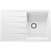 PRIMAGRAN Lavello da Cucina Bianco 78x50cm, Lavandino in Granito a 1 vasca + Sifone Classico, Lavabo da Cucina Incasso al Mobile 45cm - Milano S064