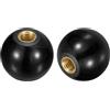 QUARKZMAN 5pz Manopole Sfera Filettate, Manopola Sfera Termoindurente Filettatura Femmina M12 da 40mm Dia Maniglie Sfera Funzionamento Rotondo, Inserto Rame per Maniglia Leva Macchina, Nero