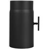 LANZZAS Tubo del fumo 250 mm con valvola a farfalla - diametro Ø 130 mm - Colore: nero - Tubo di prolunga per canna fumaria