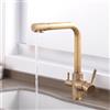 Generic Rubinetto da cucina a 3 vie con doppia maniglia girevole a 360° per acqua potabile design vintage perfetto per sistemi ad osmosi inversa Grifo Fregadero Antiguo