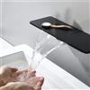 FQYEP Miscelatore Lavabo Bagno A Muro Monocomando Per Lavello 2 Fori Rubinetto A Cascata Lavabo Mix Caldo E Freddo Ultrasottile Antispruzzo,nero