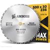 Amboss Werkzeuge AMBOSS - Lama per sega circolare HM - Resistente agli artigli - Diametro 500 mm x 4,0 mm x 30 mm - Per un uso estremo nei cantieri edili - FWF (36 denti) - Fori combinati