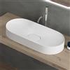 doporro Lavabo da Appoggio Lavandino Bagno 70 cm in Resina Minerale Bianco Opaco Effetto Loto, Senza Foro Rubinetto Colossum826