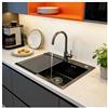 SCYOMSTORE Lavello Cucina 60x45 cm Acciaio Inox Nero Antracite 1 Vasca con Scolapiatti,Lavandino Cucina Compatto con Dispenser Sapone e Sifone,Lavello Cucina Piccolo Moderno,Installazione da Incasso o Sottopiano