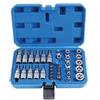 SIO Set di chiavi a bussola Torx 3/8, 34 pezzi, Cr-V, set completo E-Torx e sicurezza Tamper, bussole e punte professionali per meccanica automobilistica, kit con adattatore da 3/8 a 5/16 e