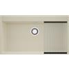 PRIMAGRAN Lavello Angolare Beige 88x50cm, Lavandino in Granito a 1 vasca + Set di accessori, Lavabo da Cucina Incasso al Mobile 90cm - Oslo 90 Top S672