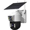 EMEBAY Telecamera Wi-Fi Esterno Senza Fili con Pannello Solare, Videocamera Sorveglianza Esterno Batteria, 6MP/2 Lenti/Rotazione a 360°/Rilevamento Umano/Visione Notturna a Colori/Audio bidirezionale