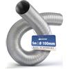 Intelmann Tubo flessibile in alluminio 3 m (monostrato)/5 m (a doppio strato) DN 50 63 71 76 80 100 125 150 160 180 200 224 250, per ventilazione, Argento