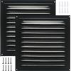 Generico 2x Tappo Griglia Aerazione Rettangolare Nero, Griglia di Ventilazione Esterno con Zanzariera, Presa D'Aria quadrato a Parete in Acciaio Inox, per AC, Garage, Bagno, Cucina, Camino(200x200mm)