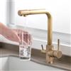 XJTNLB Miscelatore 3 Vie Cucina Antico Rubinetto a Tre Vie per Lavello Cucina a Doppia Leva 3 in 1 Miscelatore Cucina per Acqua Potabile