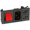 ELCART Spina di alimentazione AC tripolare VDE C14 da pannello con doppio portafusibile 5x20mm ed interruttore a bilanciere luminoso bipolare