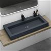 Mai & Mai Lavabo da Appoggio 90x48x10cm, Lavandino Bagno Rettangolare Colossum818 Lavabo da Minerale Fuso, Antracite Opaco