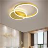 HYKISS Plafoniera LED 48W Moderno Dimmerabile 2 Anelli Lampada Da Soffitto Metallo Acrilico Round Lampadario Soggiorno Cucina Bambini Camera Da Letto Ufficio Illuminazione,Con Telecomando,55*40*6CM,D'oro