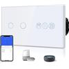 BSEED Alexa WiFi Touch Interruttore a 2 vie, telecomando con Smart Life/Tuya APP con interruttore intelligente per tapparelle, compatibile con Alexa e Google Home, colore bianco