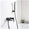 NOLUXA IMEX - Rubinetto Vasca e Doccia Monocomando Nero | Miscelatore a Parete con Supporto Soffione Doccia e Flessibile | Rubinetteria in Ottone e Acciaio Inox S.304 | Serie Pisa | Colore Black Gun Metal