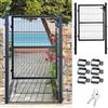 Fiqops - Cancello da giardino in antracite, 120x100 cm, porta da giardino in acciaio zincato, con serratura, maniglia e 3 chiavi, robusto e durevole, resistente alle intemperie