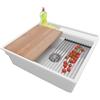 PRIMAGRAN Lavello da Cucina Bianco 58x53cm, Lavandino in Granito a 1 vasca + Sifone Classico, Lavabo da Cucina Incasso al Mobile 60cm - Oslo Pocket S216