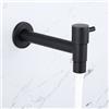 Shuiltad Rubinetto per lavabo da bagno in acciaio inox per montaggio a parete, apertura e chiusura rapida, rubinetto per laghetto da giardino, per esterni, nero opaco