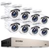 ZOSI 1080p Kit Videosorveglianza Cablato, 8CH H.265+ DVR con 8x 1080p compatibile con Smartphone, Telecamera Esterna, IR Visione Notturna 80ft, Rilevamento di Movimento, Impermeabile IP66, NO HDD