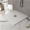 Bagno Super Piatto doccia bianco in mineralmarmo pieno, serie Sierra, slim 3 cm, rivestito di Gelcoat, antiscivolo 90x90