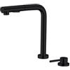 XJTNLB Miscelatore Sottofinestra Cucina con Doccetta Nero Rubinetteria Cucina Due Fori per Lavello a Scomparsa Rubinetto Miscelatore Monocomando Cucina