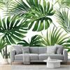 Generic Carta da parati 200 x 147 cm - Verde Bianco Fotomurali Murale alla moda Decorazione da Muro Design Cameretta Carta per pareti - Semplice Piante tropicali Foglie di palma Progettazione di stampa