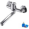 Ghopy Rubinetto da cucina a parete, per lavabo, per cucina, miscelatore monocomando da parete, con rotazione a 360°, per cucina, cromato (tipo 1)