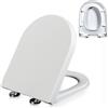 Wttfc Coperchio WC con Chiusura Ammortizzata, Tavoletta WC Universale Forma di D/U con Funzione di Sgancio Rapido, Copriwater con con Cerniere Regolabili, Sedile WC in PP, Bianco, 02C, 45x36.4cm
