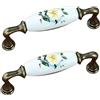 jiajulashou123 2 PCS Maniglia per Cassetto in Ceramica Maniglie per Armadi Bronzo Maniglie per Porte Antiche Maniglia per Porta de Cucina in lega di Zinco per Mobili da Camera da letto (Pitch:96mm,B)