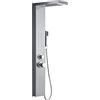 HENGMEI set Pannello doccia in acciaio inox spazzolato, con doccia a pioggia, massaggiante, a cascata, doccetta (argento)
