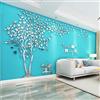 guangmu 3D Albero Adesivo da Parete, Cornici per Foto e Alberi Uccelli Adesivi Murali Fai da te Arts Wall Sticker Decorativi per Camera da Letto, Soggiorno (A Argento Sinistra,L)