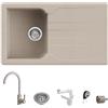 QUARECO Set Lavello Prime 861 86×50 Avena Granito e Miscelatore First Monocomando Canna Girevole Avena Quareco