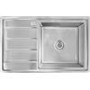 Omeere, Lavello da incasso, 80 x 50 x 21, in acciaio inox 304, spessore del materiale 0,9 mm, rettangolare, 1 scolapiatti R16 (scolapiatti sinistro, argento)