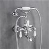 ZYCDP Rubinetto per Vasca da Bagno Vintage Doppia Leva Rubinetto a Parete per Doccia Set Con Doccetta E Tubo Flessibile Doccia Da 1,5 M, Cromo B