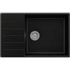 PRIMAGRAN Lavello da Cucina Nero 78x50cm, Lavandino in Granito a 1 vasca + Sifone Classico, Lavabo da Cucina Incasso al Mobile 60cm - Copenhagen Top S565