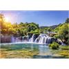 WallArena - Carta da parati fotografica - Cascata, Natura, 100x75 cm - Murale fotografico - Per soggiorno e camera da letto - Effetto 3D - con Colla - Foresta, Foresta, Sole